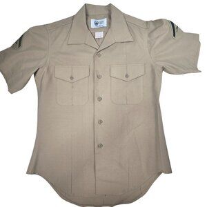 USMC Vintage Khaki Short Sleeve Dress Shirt, Men's 15 1/2